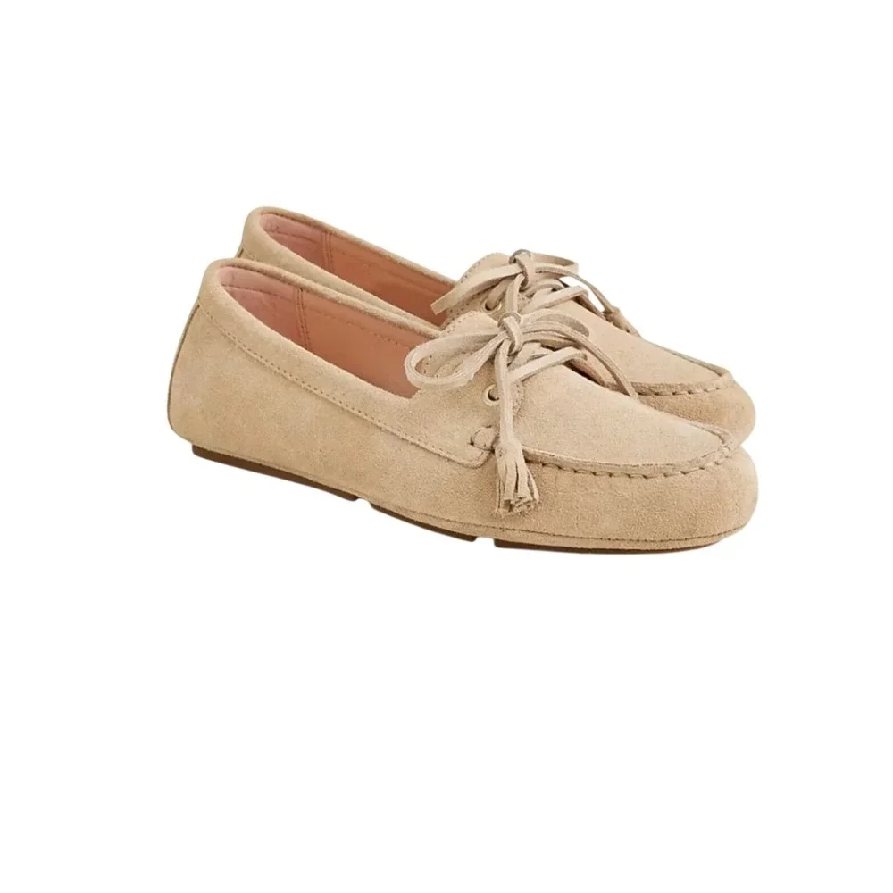 J. Crew Suede Driving Loafers Flats Light Khaki Suede 8